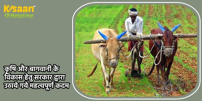 कृषि और बागवानी के विकास हेतु सरकार द्वारा उठाये गये महत्वपूर्ण कदम