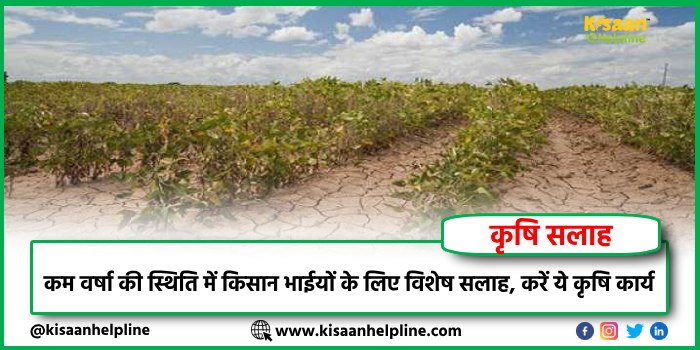 कम वर्षा की स्थिति में किसान भाईयों के लिए विशेष सलाह, करें ये कृषि कार्य कम वर्षा की स्थिति में किसान भाईयों के लिए विशेष सलाह, करें ये कृषि कार्य