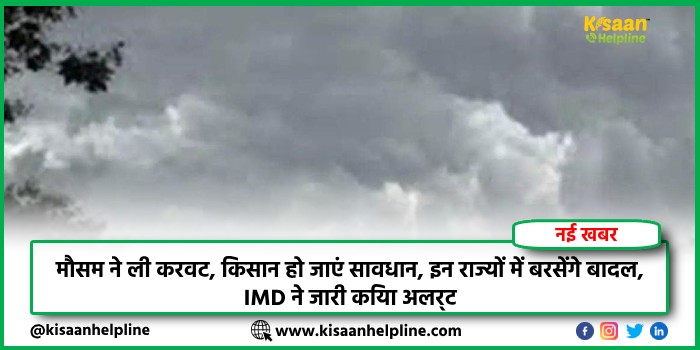 Weather Update: मौसम ने ली करवट, किसान हो जाएं सावधान, इन राज्यों में बरसेंगे बादल, IMD ने जारी किया अलर्ट Weather Update: मौसम ने ली करवट, किसान हो जाएं सावधान, इन राज्यों में बरसेंगे बादल, IMD ने जारी किया अलर्ट
