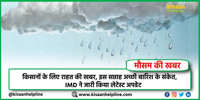 Weather Update: किसानों के लिए राहत की खबर, इस सप्ताह अच्छी बारिश के संकेत, IMD ने जारी किया लेटेस्ट अपडेट Weather Update: किसानों के लिए राहत की खबर, इस सप्ताह अच्छी बारिश के संकेत, IMD ने जारी किया लेटेस्ट अपडेट