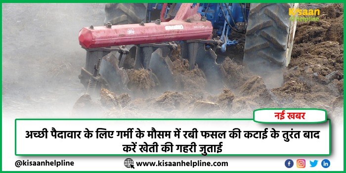 अच्छी पैदावार के लिए गर्मी के मौसम में रबी फसल की कटाई के तुरंत बाद करें खेती की गहरी जुताई अच्छी पैदावार के लिए गर्मी के मौसम में रबी फसल की कटाई के तुरंत बाद करें खेती की गहरी जुताई