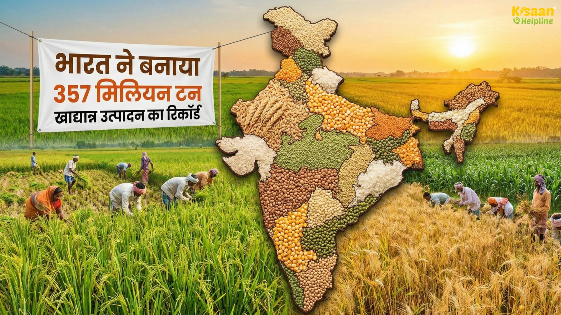 भारत ने बनाया 357 मिलियन टन खाद्यान्न उत्पादन का रिकॉर्ड