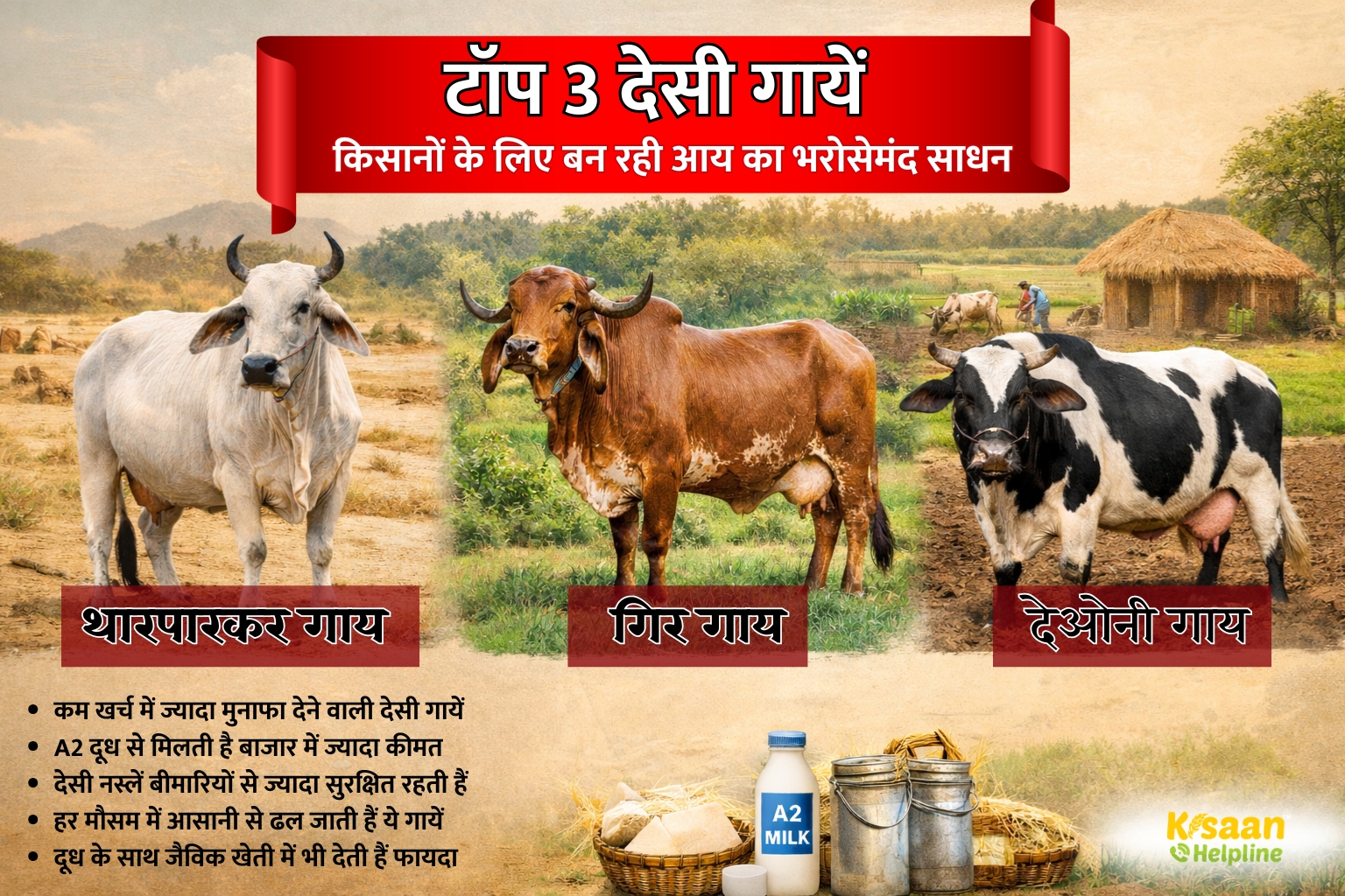 टॉप 3 देसी गायें:  किसानों के लिए बन रही आय का भरोसेमंद साधन