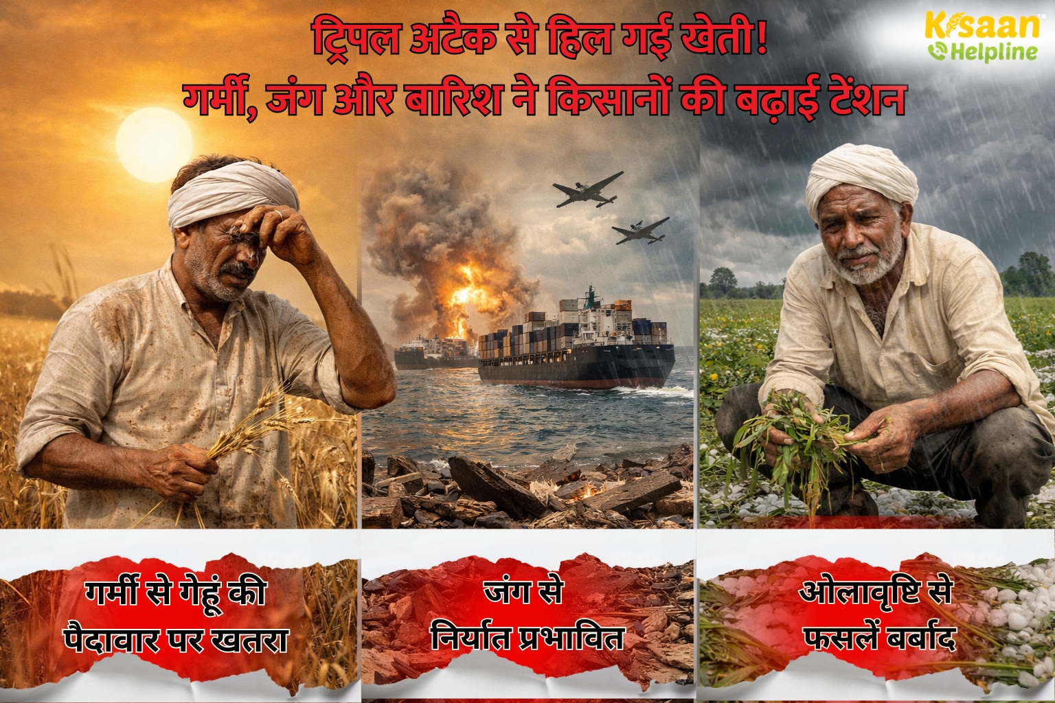 गर्मी, जंग और बेमौसम बारिश की तिहरी मार से किसान बेहाल, कई फसलें संकट में