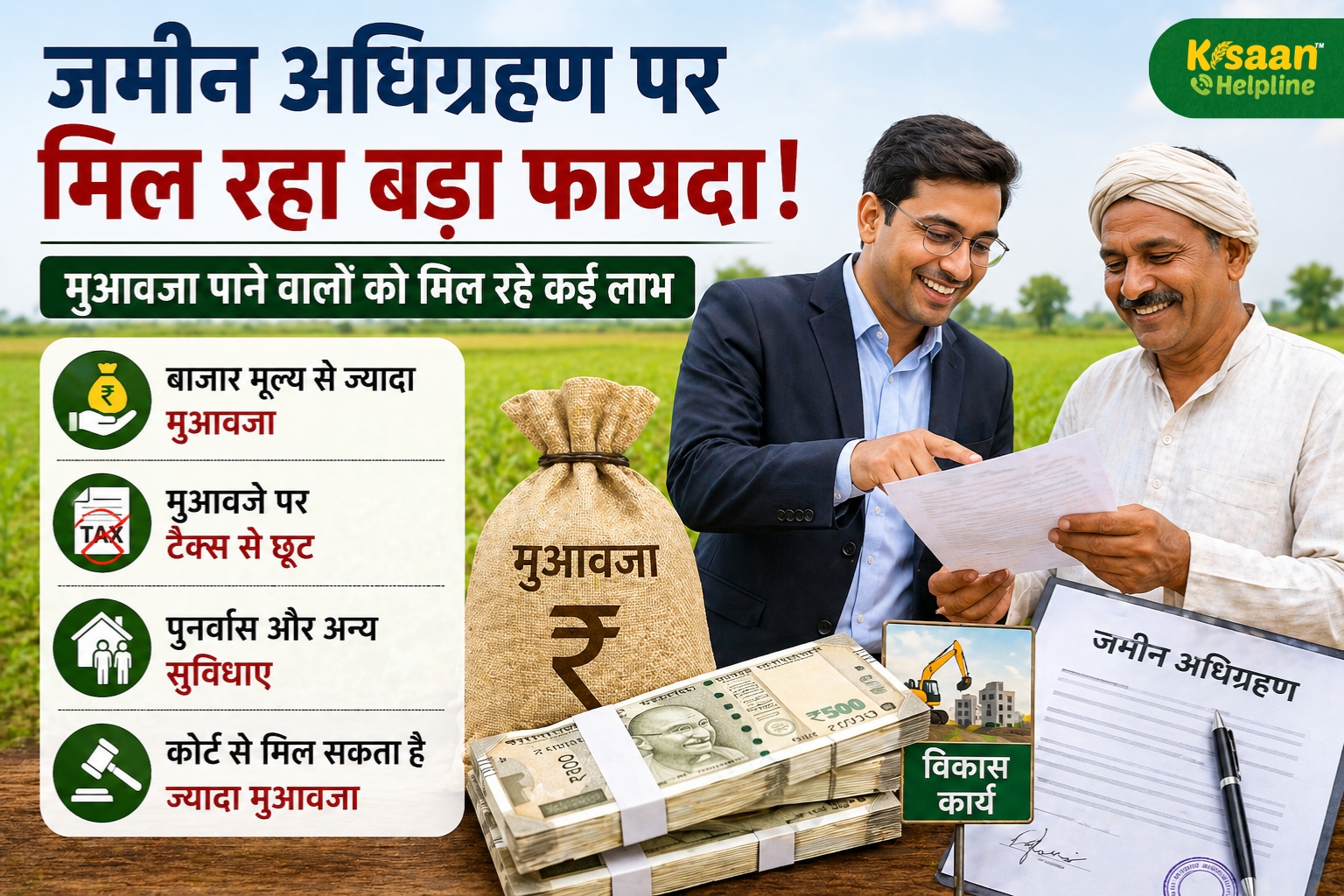 जमीन अधिग्रहण पर सरकार दे रही बड़ा फायदा, मुआवजा पाने वालों को मिल रहे कई लाभ