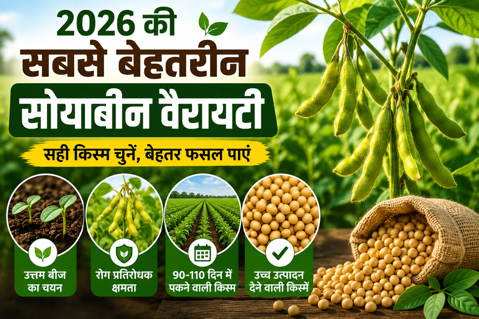 खरीफ 2026 के लिए टॉप सोयाबीन वैरायटी, रोग कम और उत्पादन ज्यादा