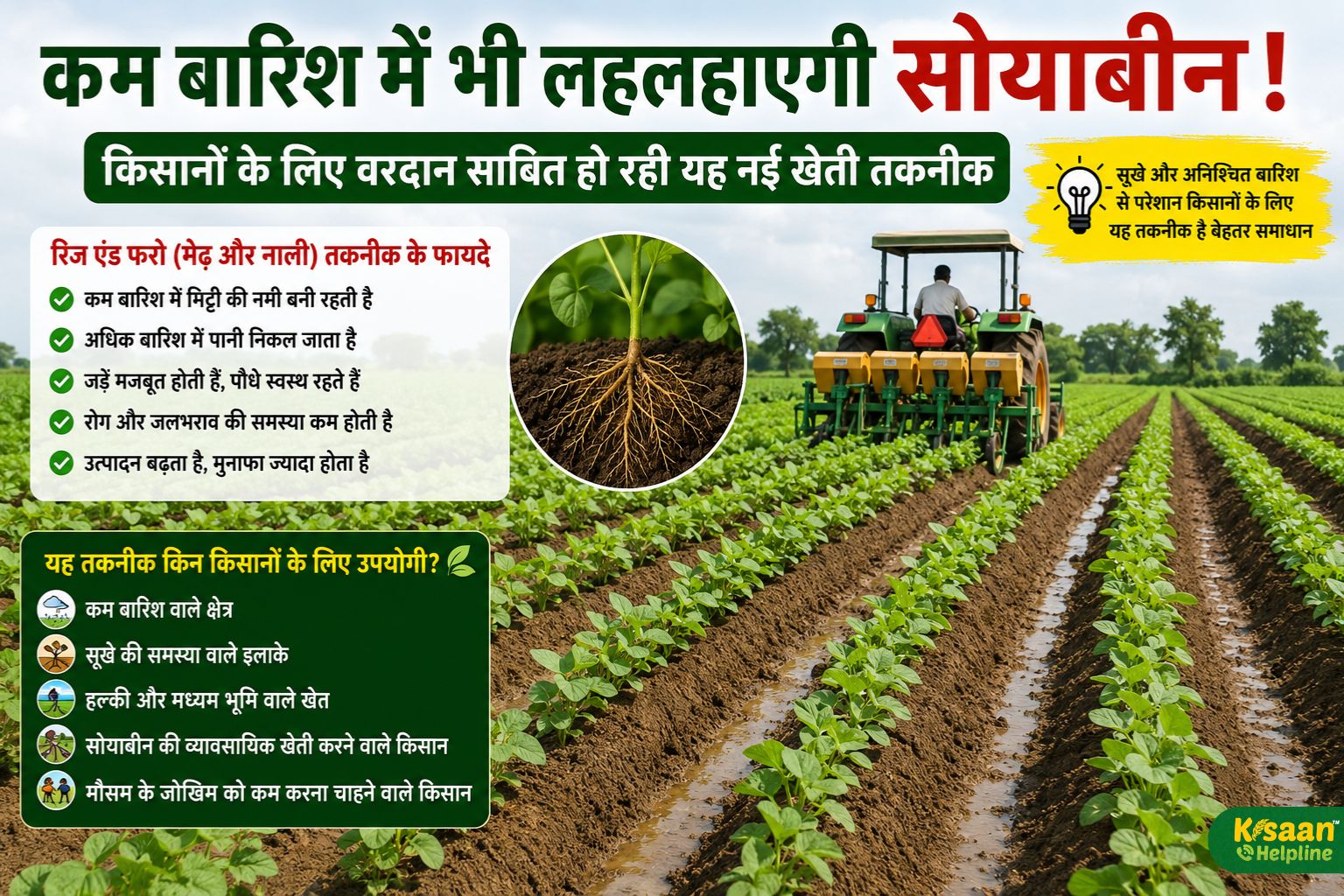 कम बारिश में भी लहलहाएगी सोयाबीन! किसानों के लिए वरदान साबित हो रही यह नई खेती तकनीक