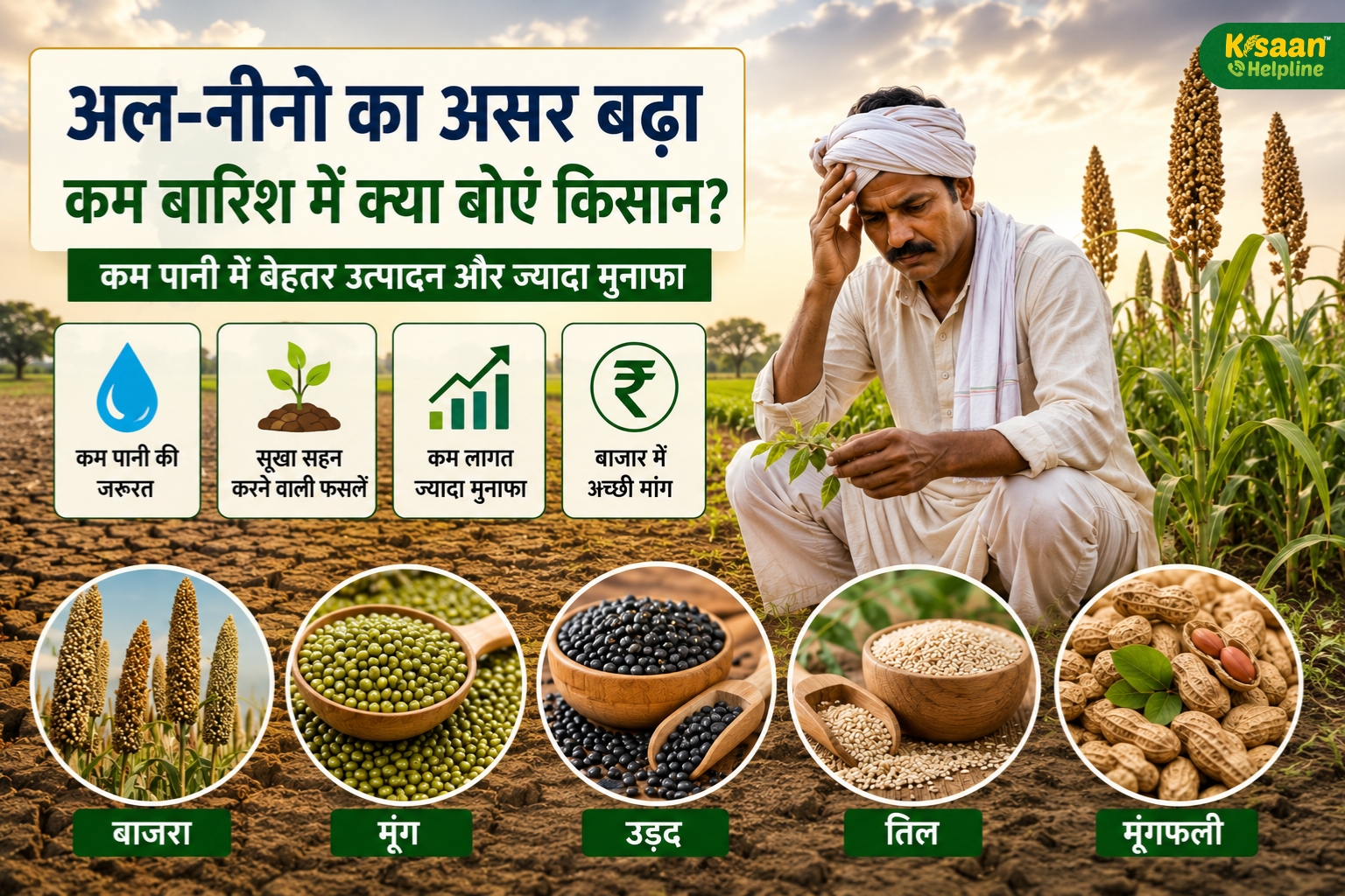अल-नीनो बढ़ा सकता है किसानों की चिंता! कम बारिश में कौन-सी फसलें देंगी बेहतर मुनाफा?