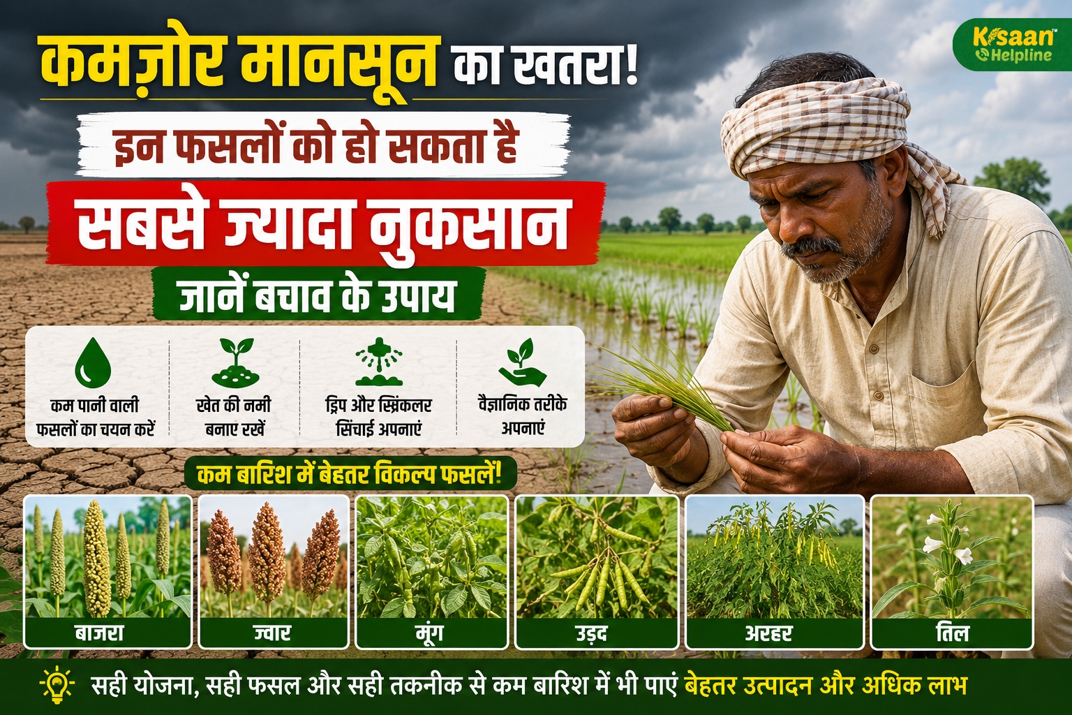 कमजोर मानसून का खतरा! इन फसलों पर पड़ सकता है सबसे ज्यादा असर, किसान अभी से करें तैयारी