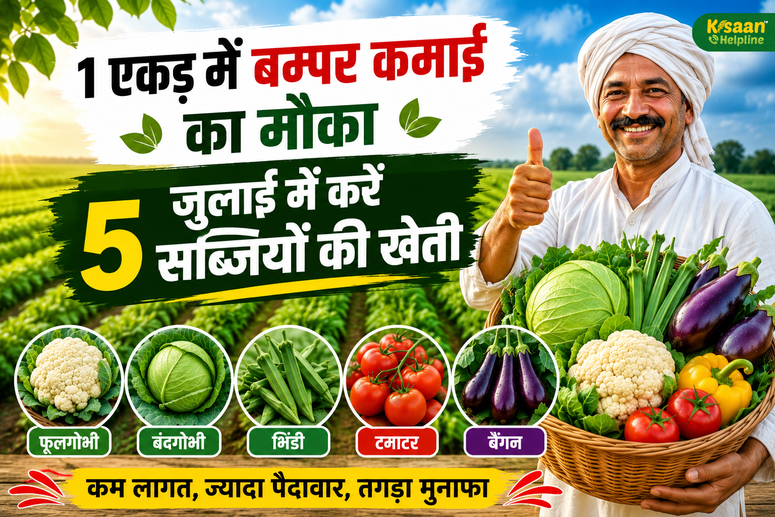 जुलाई में इन 5 सब्जियों की करें खेती, 1 एकड़ से बंपर कमाई का सुनहरा मौका!