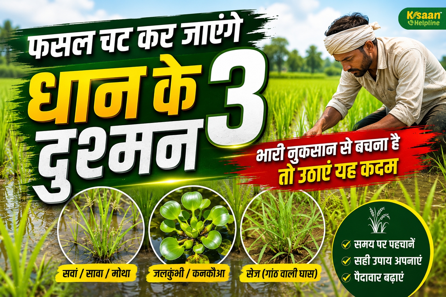 धान की फसल पर मंडरा रहा 3 खरपतवारों का खतरा! समय रहते नहीं संभले तो पैदावार हो सकती है आधी