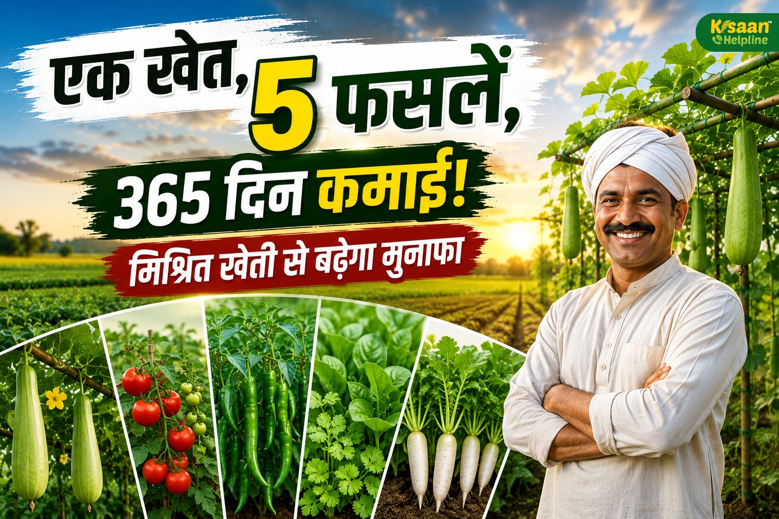 एक खेत में उगाएं 5 फसलें, पूरे साल होगी कमाई! मिश्रित खेती से घटेगी लागत और बढ़ेगा मुनाफा