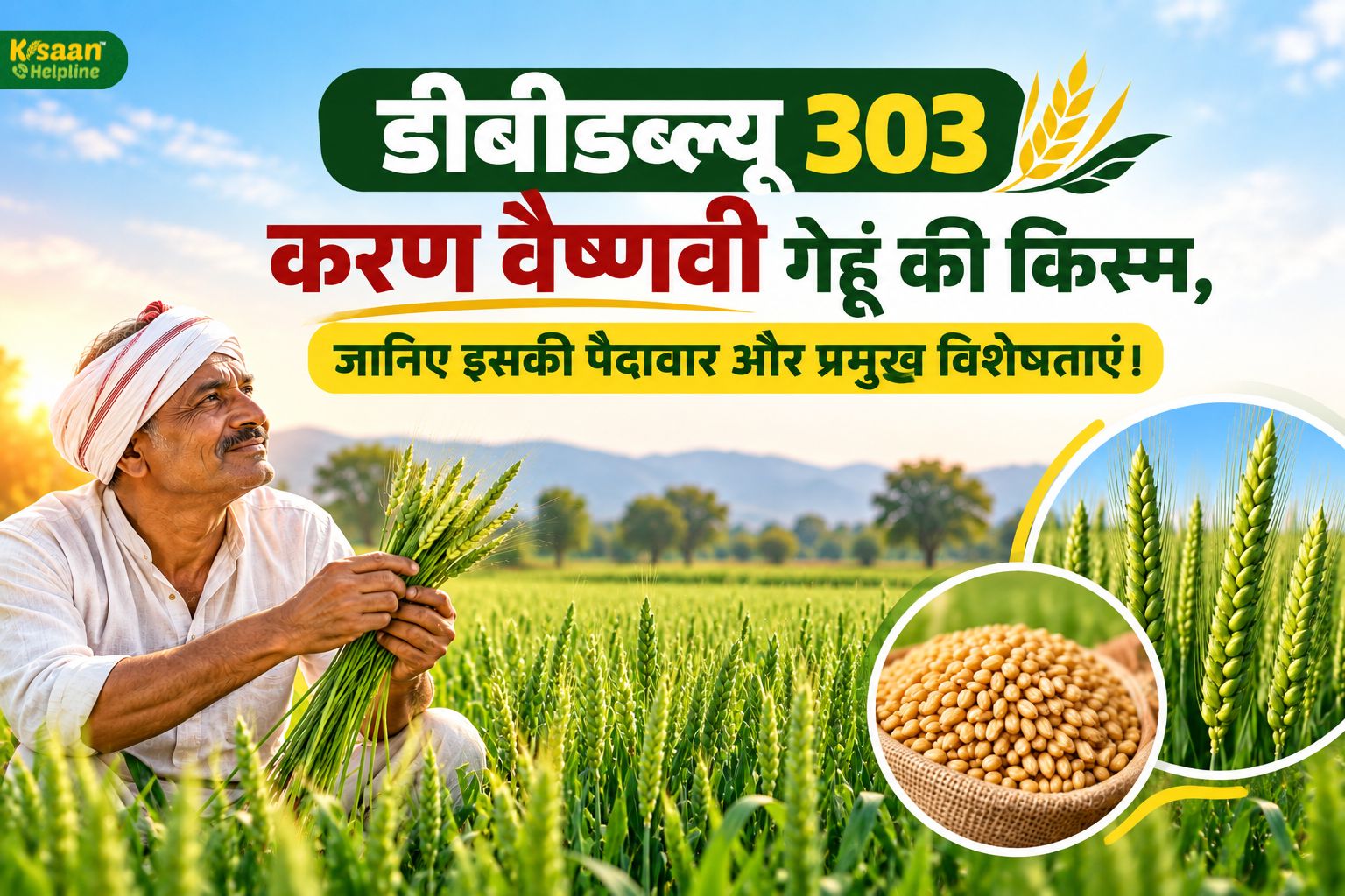 गेहूं की उन्नत किस्म DBW 303: करण वैष्णवी में 97 क्विंटल तक उपज की क्षमता, जानें इसकी खासियतें