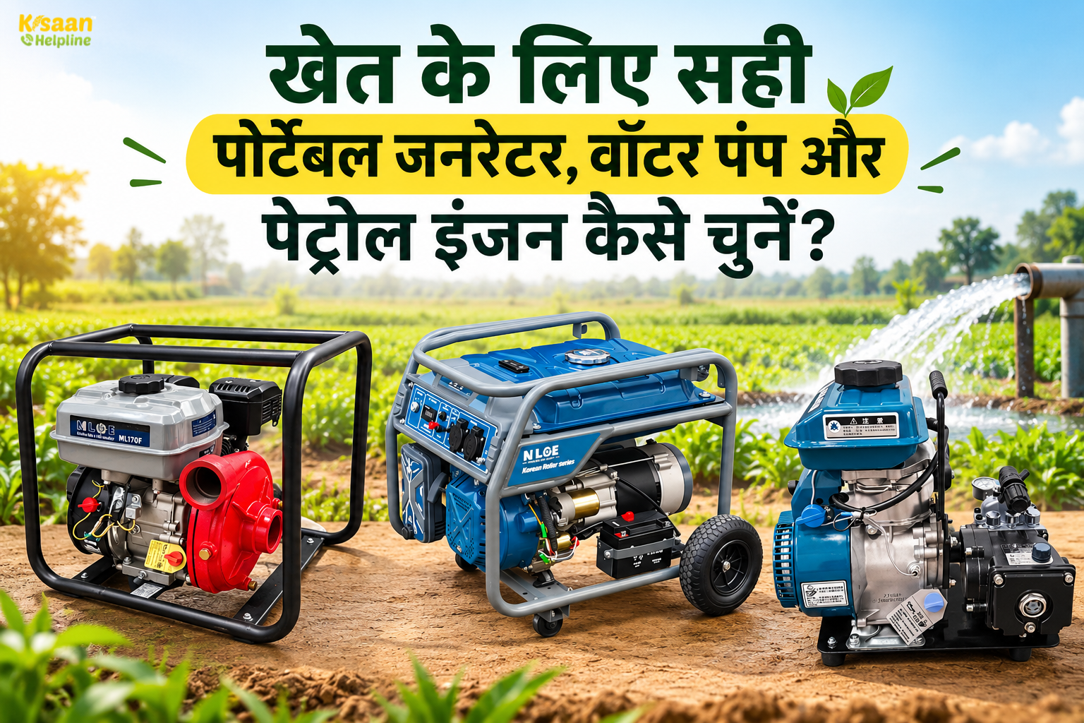 खेत के लिए सही पोर्टेबल जनरेटर, वॉटर पंप और पेट्रोल इंजन कैसे चुनें?